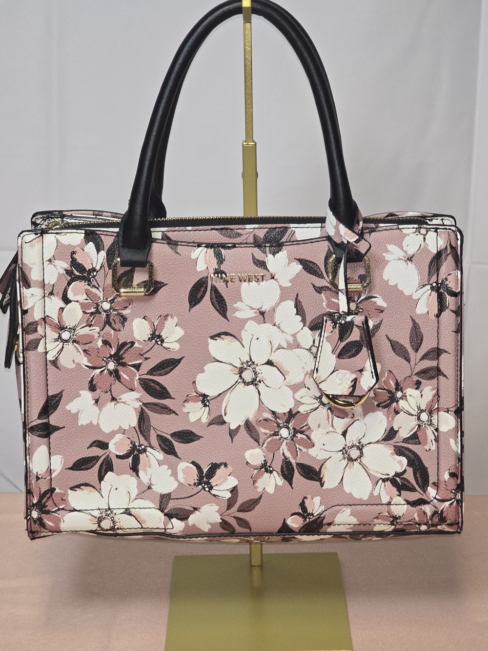 NWOT Nine West Pink Floral Top-Handle Satchel Tote Bag
